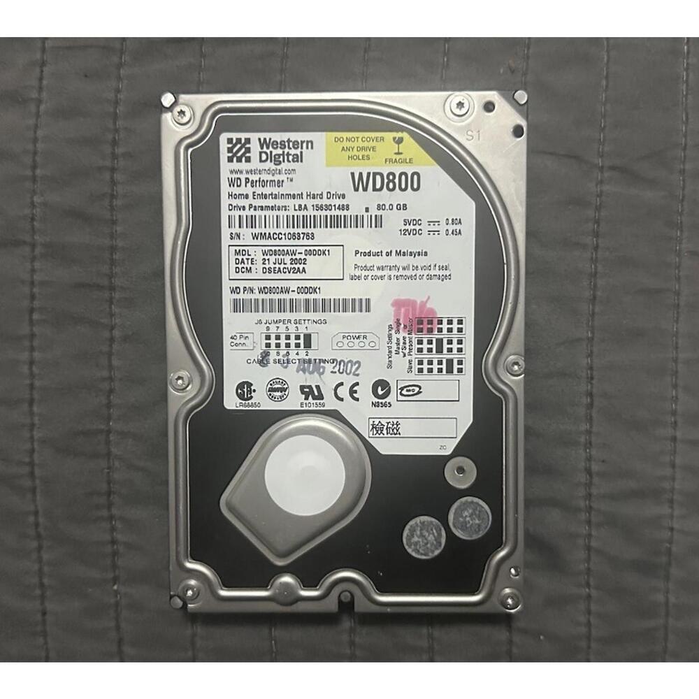 WD800AW-00DDK1 - Western Digital 80GB 7200 RPM SATA 3.5" HDD